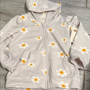 Kids Floral Hoodie - Cream with Yellow Daisies Size 5 NWT